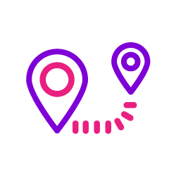 Button icon of two connected location pins 